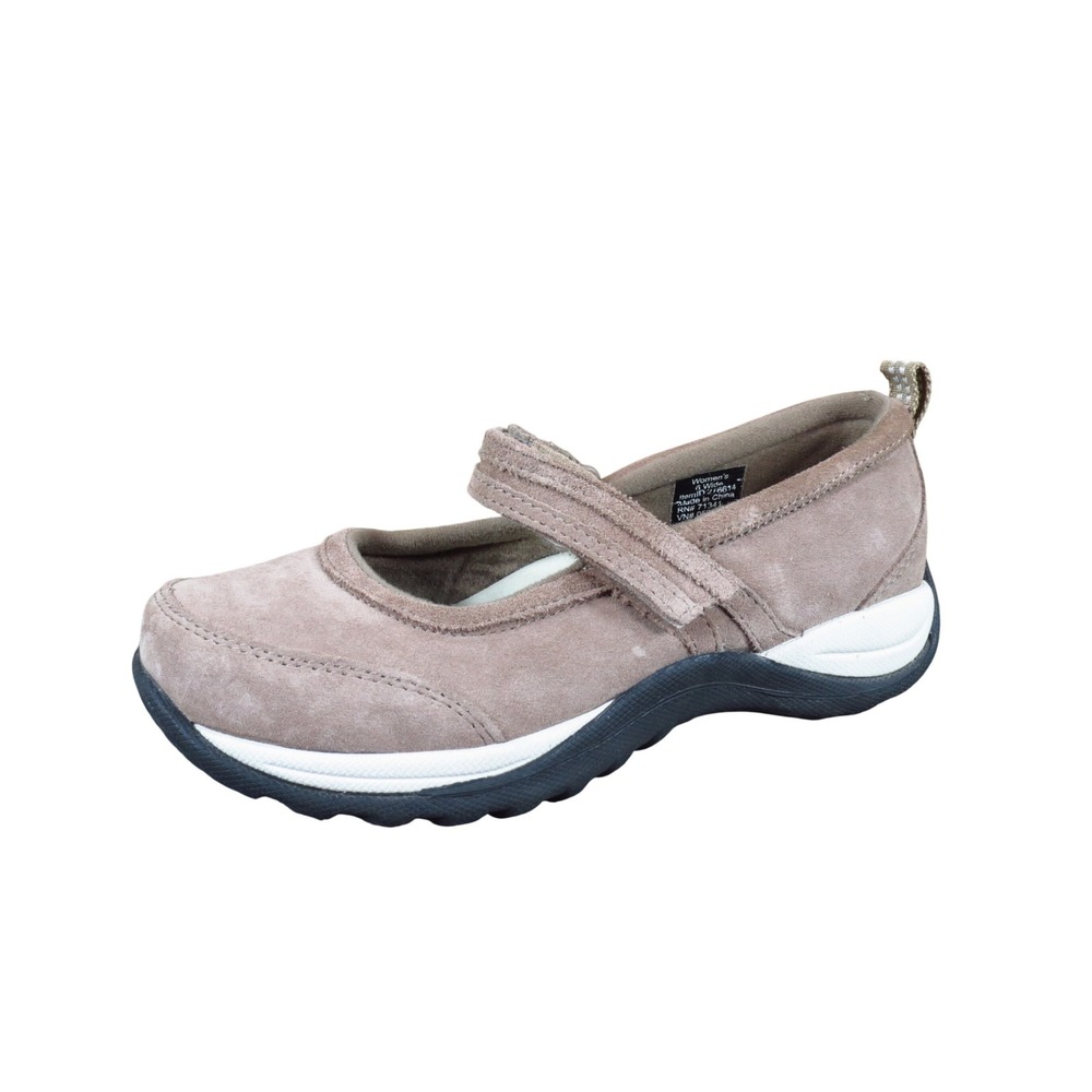L.L. Bean Mary Jane Women Sneaker Size 6 Wide Walking Shoe Taupe Suede 278614